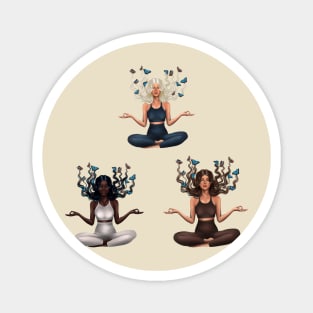 Girls meditating Magnet